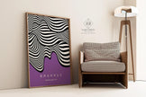 Bauhaus Waves Art Print: Mid-Century Modern Deep Lilac Poster