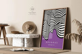 Bauhaus Waves Art Print: Mid-Century Modern Deep Lilac Poster