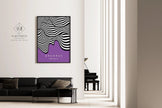 Bauhaus Waves Art Print: Mid-Century Modern Deep Lilac Poster