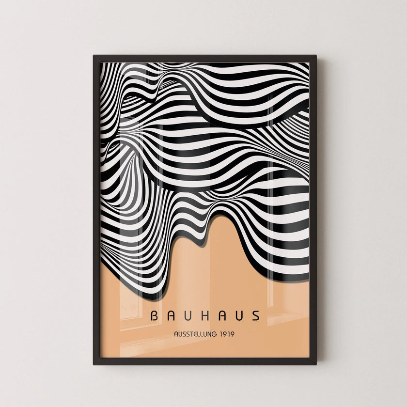 Bauhaus Waves Art Print: Mid-Century Modern Exhibition Poster