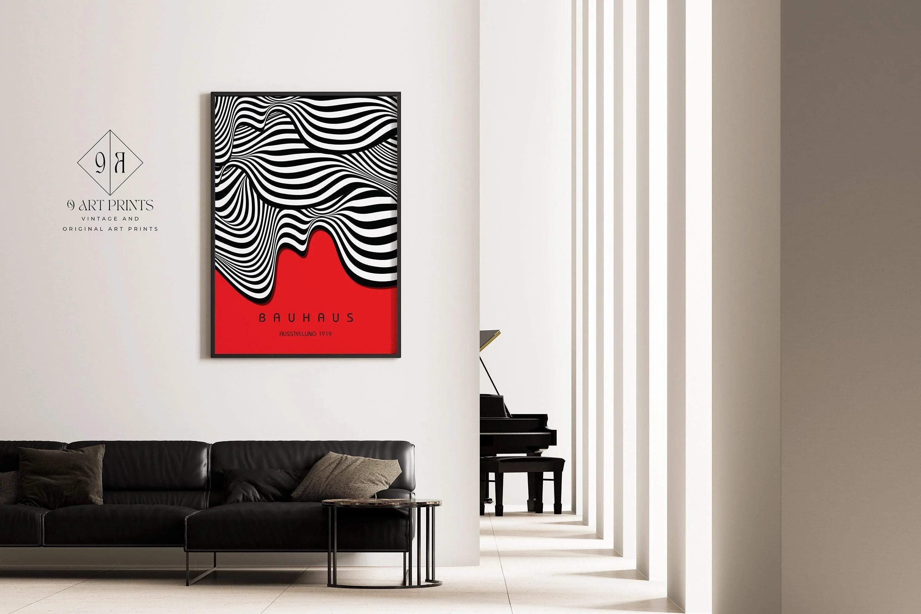 Bauhaus Waves Art Print: Mid-Century Modern Exhibition Poster
