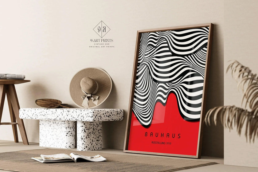 Bauhaus Waves Art Print: Mid-Century Modern Exhibition Poster