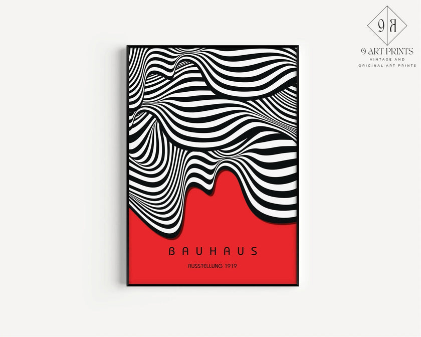 Bauhaus Waves Art Print: Mid-Century Modern Exhibition Poster