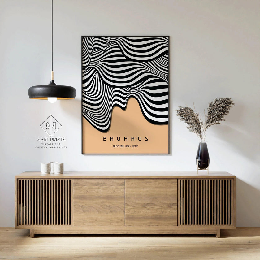 Bauhaus Waves Art Print: Mid-Century Modern Exhibition Poster