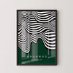 Bauhaus Waves Art Print: Mid-Century Modern Forest Green Poster