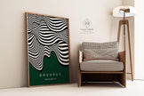 Bauhaus Waves Art Print: Mid-Century Modern Forest Green Poster