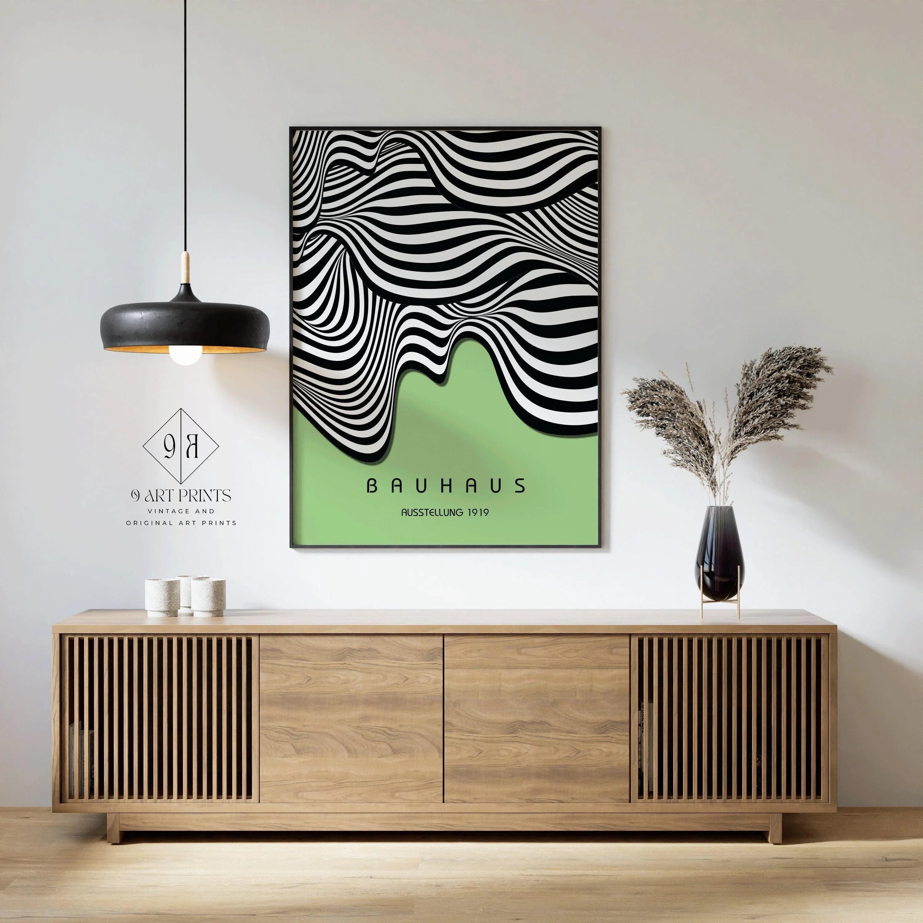 Bauhaus Waves Art Print: Mid-Century Modern Giclee Poster