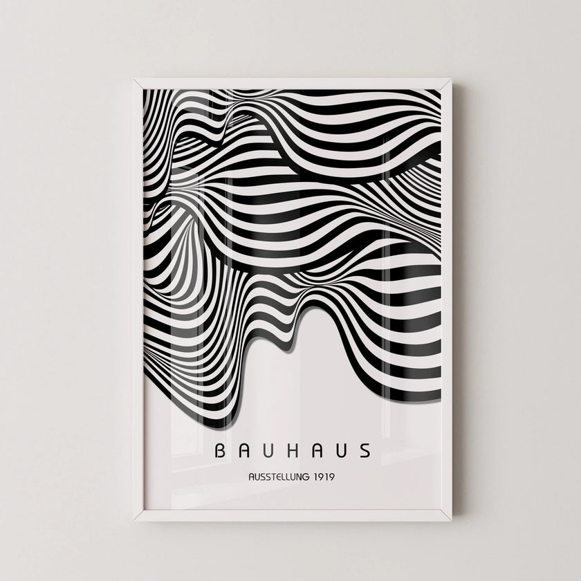 Bauhaus Waves Art Print: Mid-Century Modern Giclee Poster