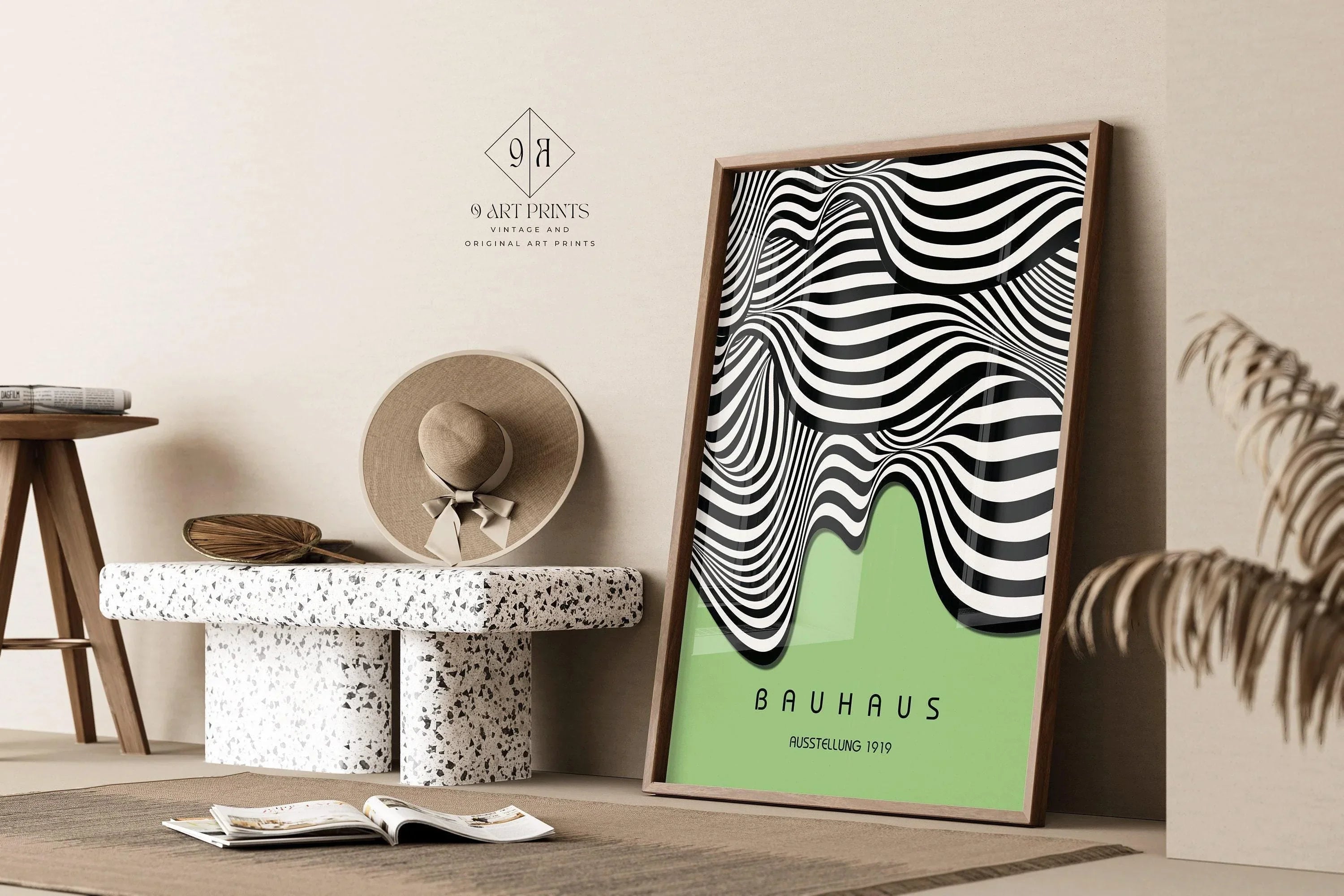 Bauhaus Waves Art Print: Mid-Century Modern Giclee Poster
