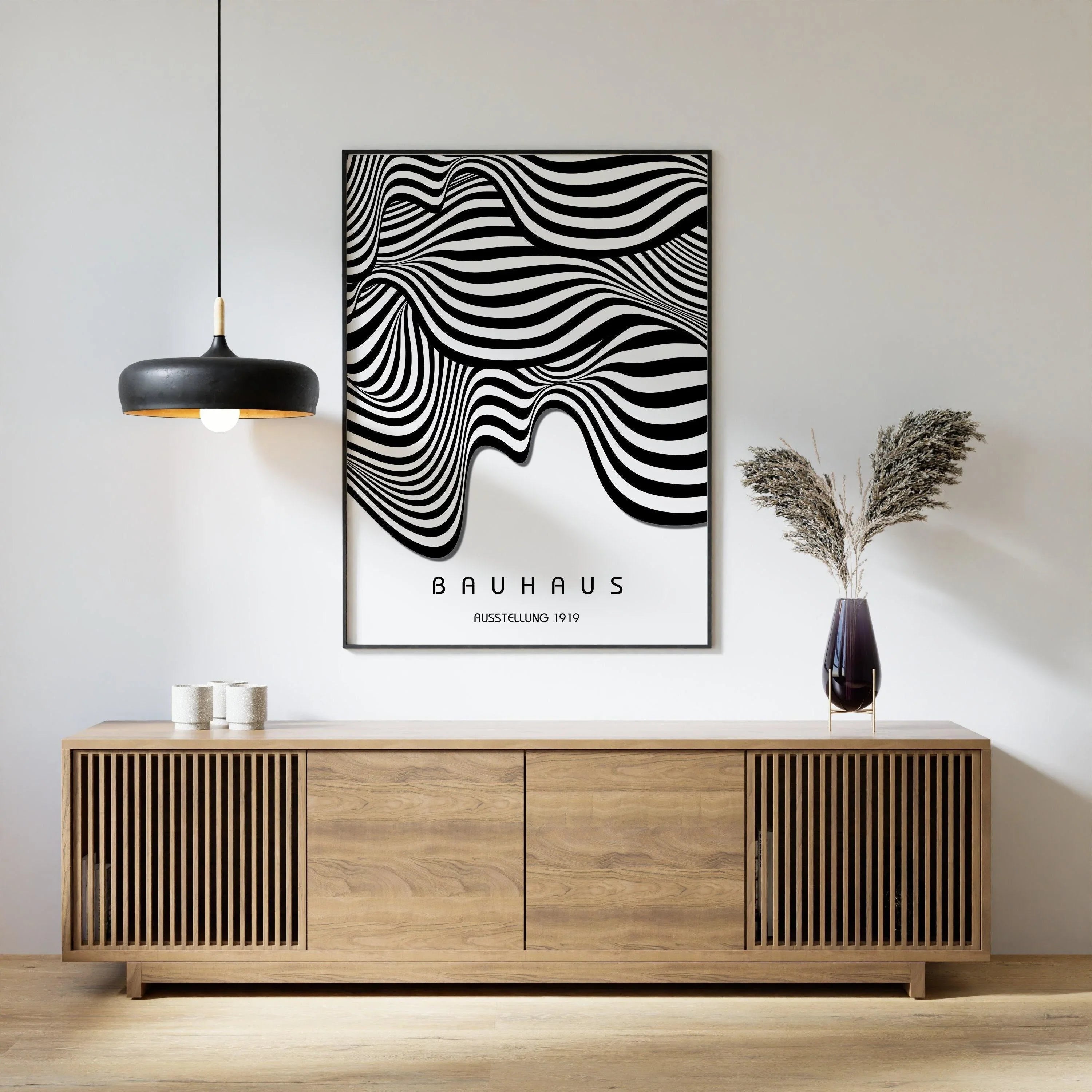 Bauhaus Waves Art Print: Mid-Century Modern Giclee Poster