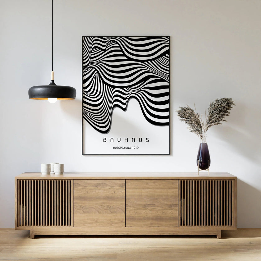 Bauhaus Waves Art Print: Mid-Century Modern Giclee Poster