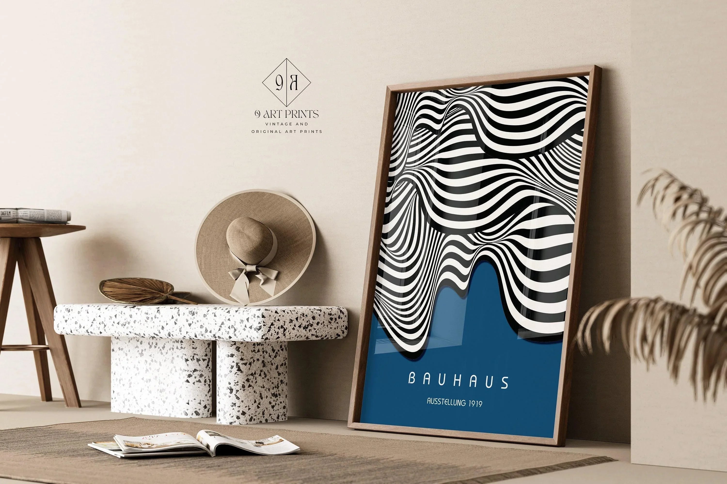 Bauhaus Waves Art Print: Mid-Century Modern Giclee Poster