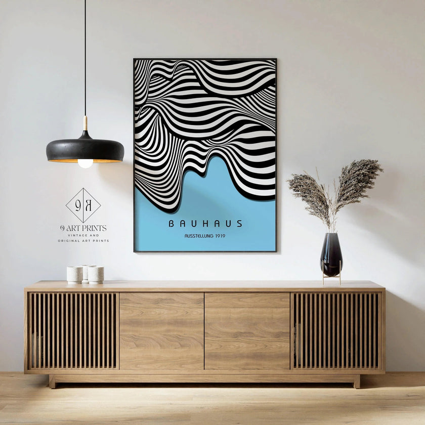 Bauhaus Waves Art Print: Mid-Century Modern Giclee Poster