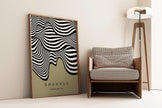 Bauhaus Waves Art Print: Mid-Century Modern Sage Green Poster
