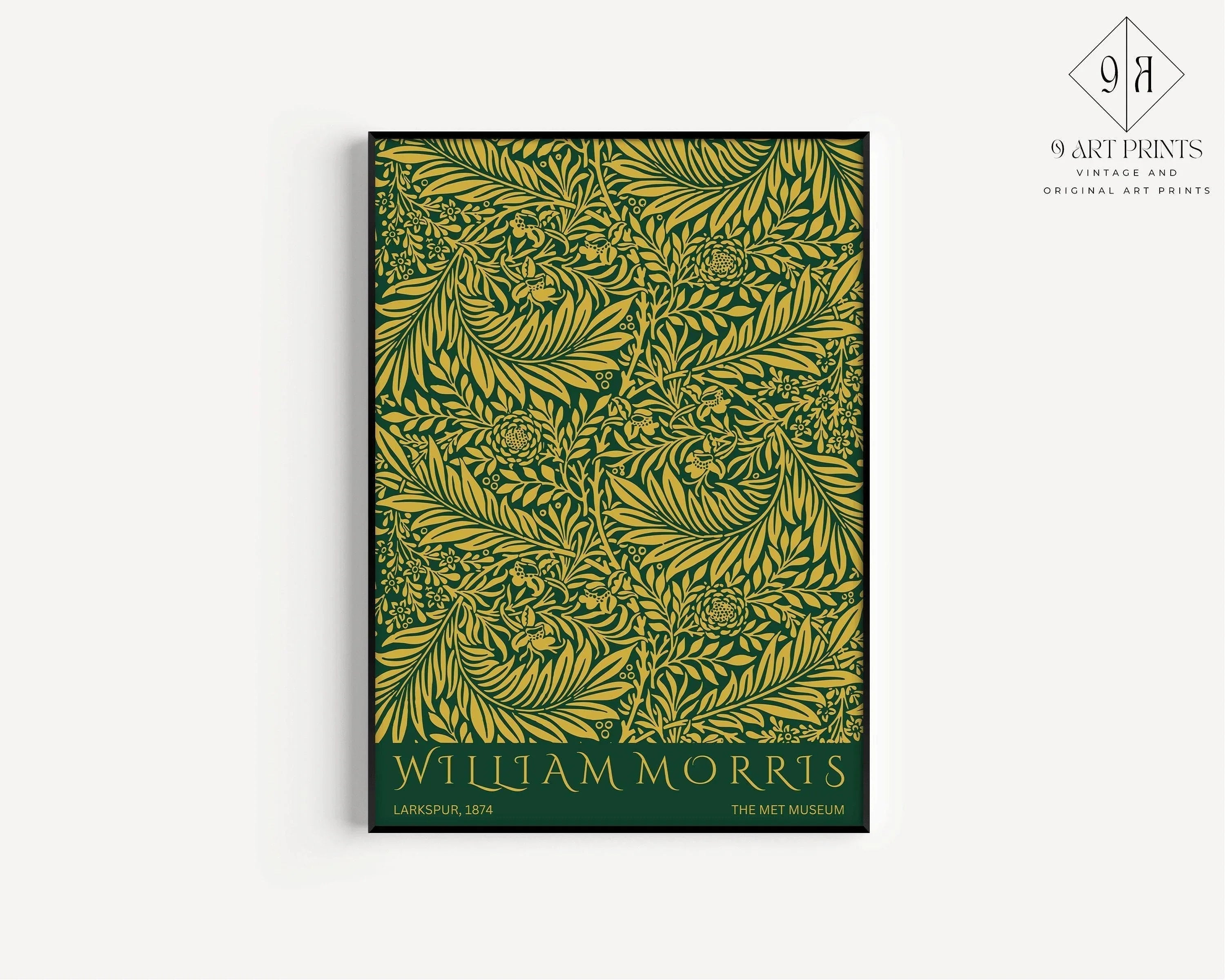 Bauhaus William Morris Matisse Art Print Set: Emerald Green Gold (Framed or Unframed)