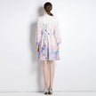 Elegant V-neck Vintage Floral Print Long Sleeves Dress Spring