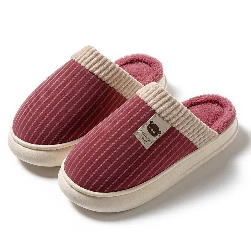 Striped Slippers – Non-Slip Warm Wear-Resistant Footwear