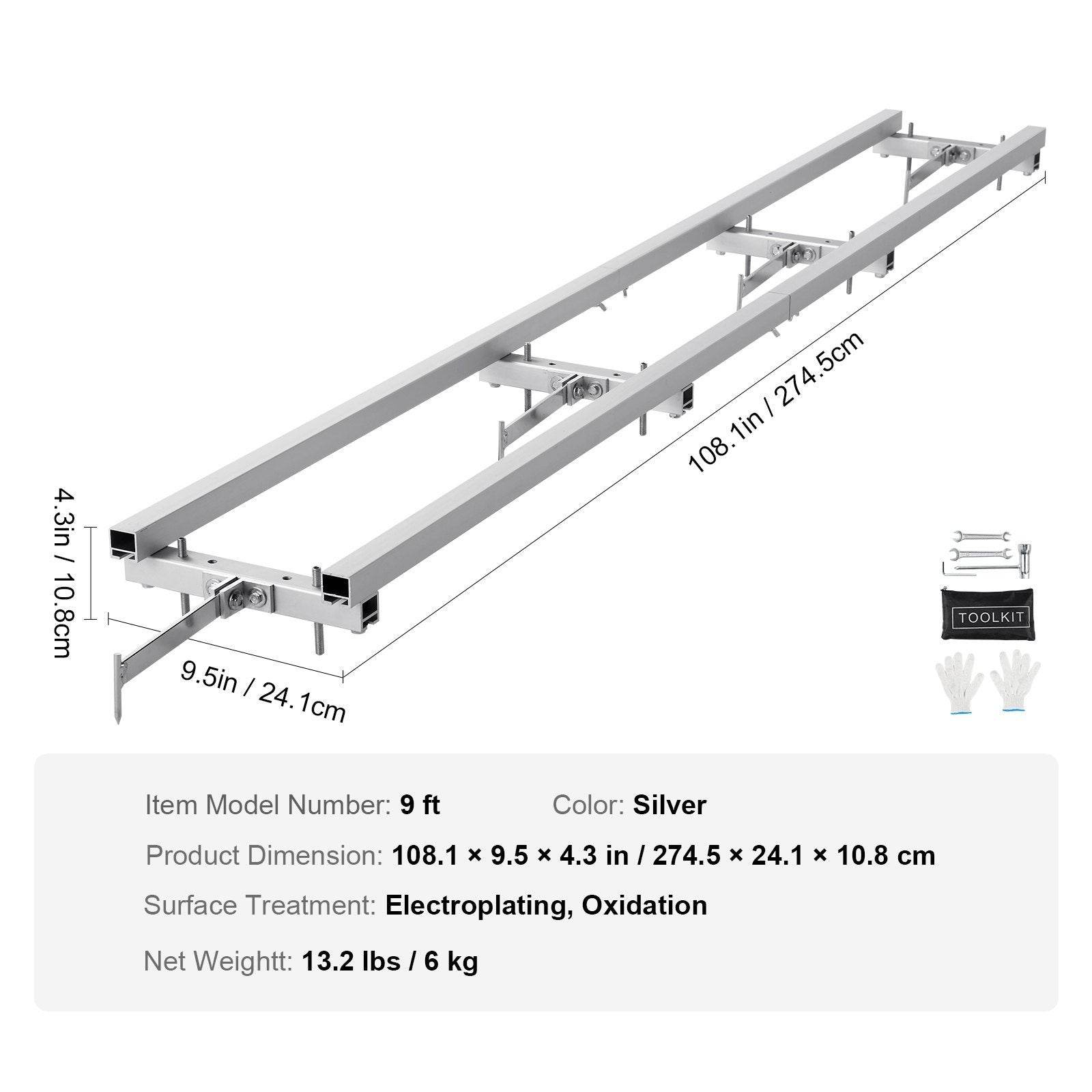 Rail Mill Guide System, 9 Ft Milling Guide, 4 Crossbar Kits Chainsaw Mill Rail Guide, Aluminum Adjustable Saw Mill Rail System Work With Chainsaw Mills For Builders And Woodworkers