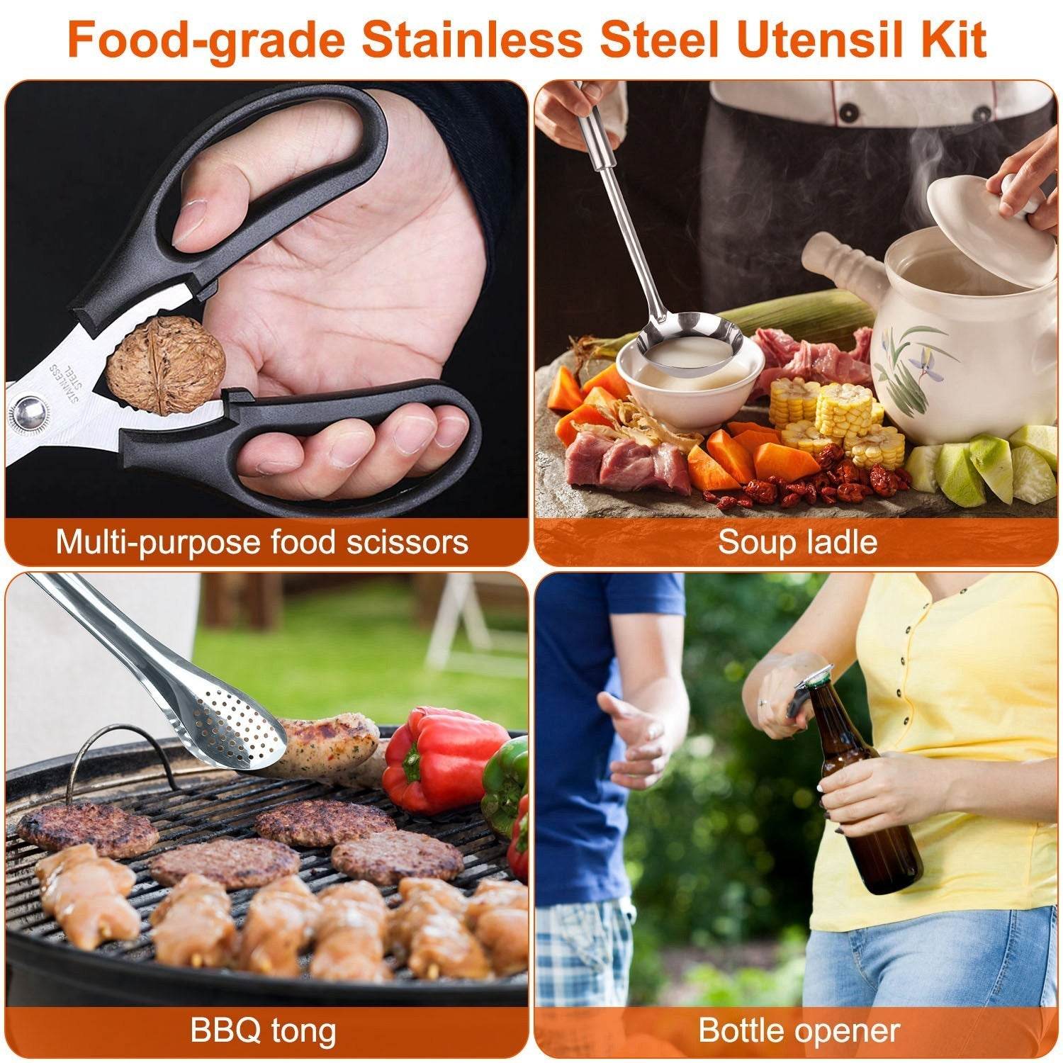 Camping Cooking Utensil Kit 19Pcs Portable Picnic Cookware Outdoor Kitchen Equipment Gear Campfire Barbecue Appliances With Storage Bag