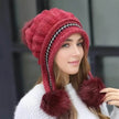 Women Cozy Knit Fleece-Feel Beanie With Ear Flaps Winter Hat Perfect For Skiing & Outdoor Activities