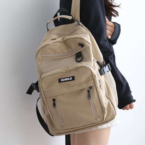 Large Capacity Multi-Layer School Backpack – White, Red, Purple, Black, Khaki