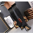 Women's Over-the-Knee Stiletto Boots – Pointed Toe Sparkle Mesh Sock Thigh High Heels