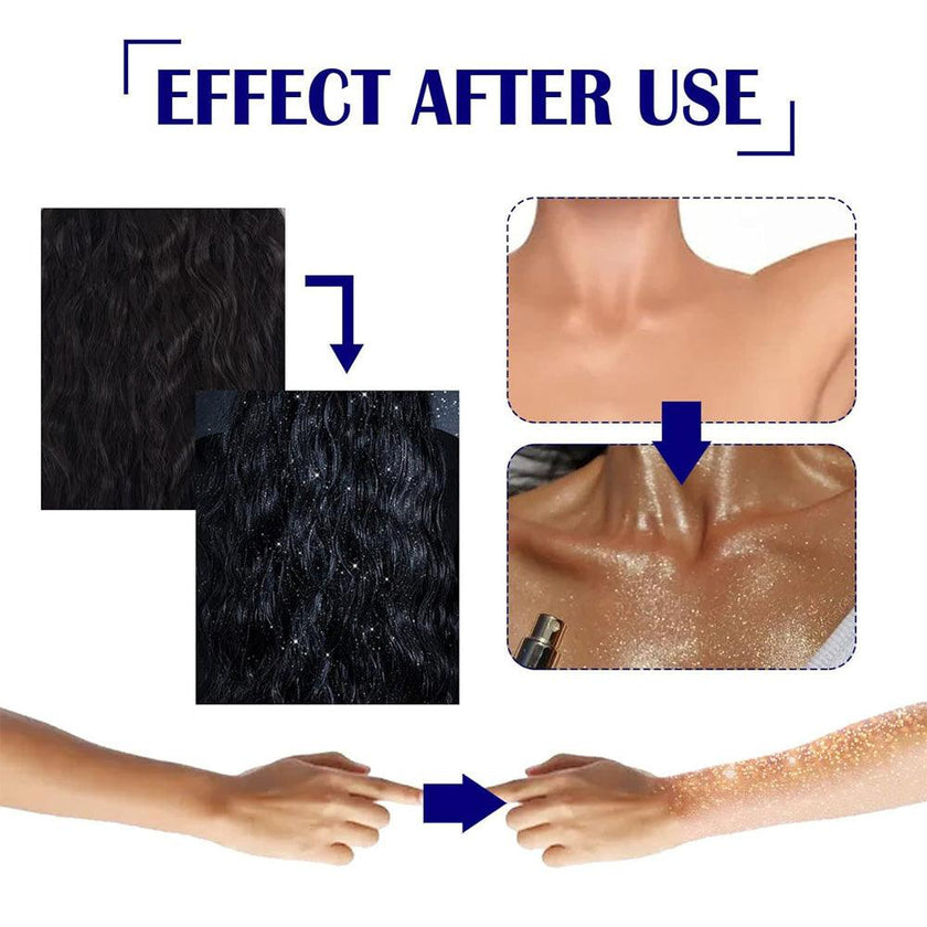 Glitter Spray for Hair and Body Long-Lasting Sparkle Shimmer Spray 60ml All Skin Tones