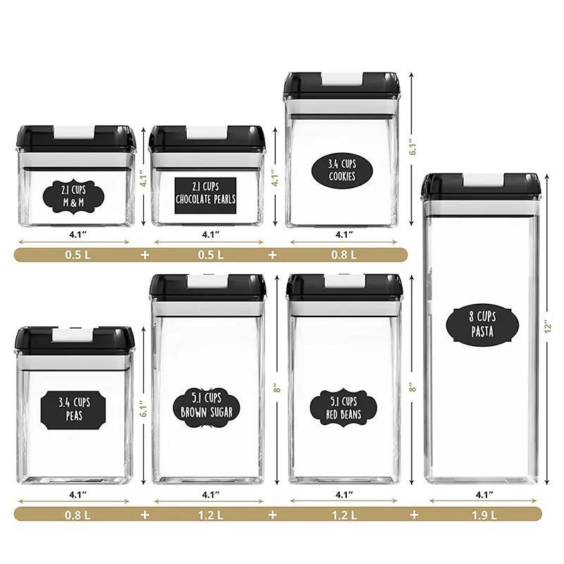 7-Piece Food Container Set – Stackable Kitchen Storage Containers with Lids (Black or White)