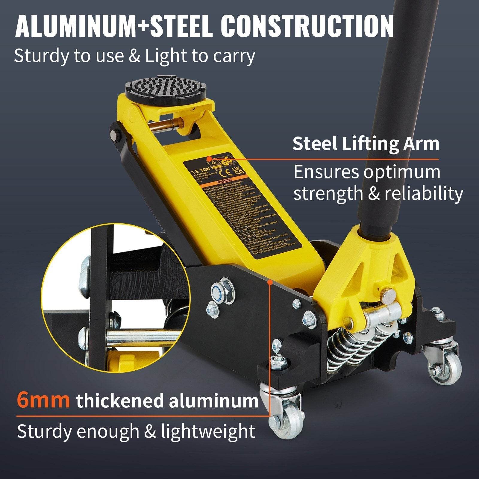 1.5 Ton Low Profile Aluminum Steel Racing Floor Jack Dual  Lift Car