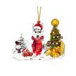 Christmas Family Puppies Decorate Trees With Lights
