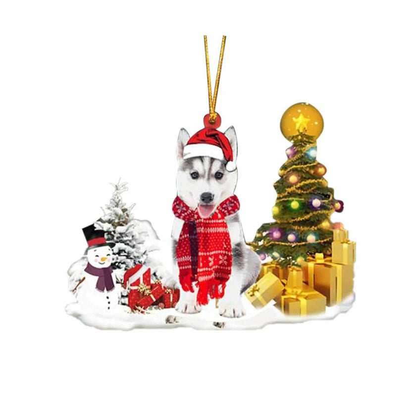 Christmas Family Puppies Decorate Trees With Lights