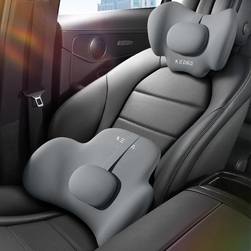 Car Memory Foam Neck Pillow & Lumbar Support – 3D Surround Headrest & Waist Cushion