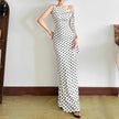 Women's Polka Dot Sheath Dress – High Waist Sleeveless Maxi Dress Canada USA