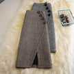 Elegant Women's  professional formal business office work Slit Houndstooth pencil Midi Skirt
