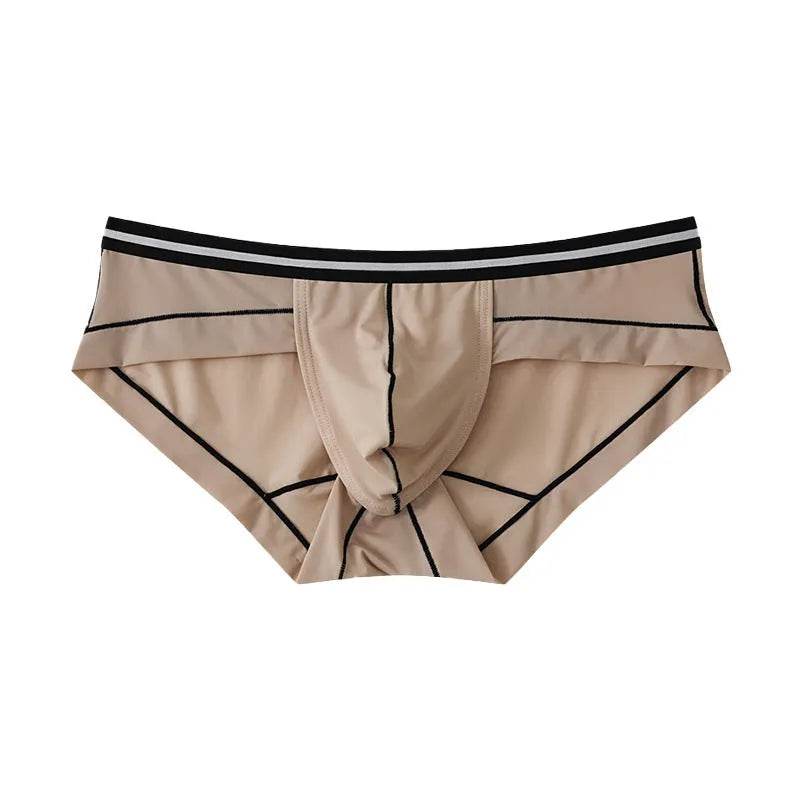 Ice Silk Men's Summer Breathable Solid Color Pouch Brief Underwear