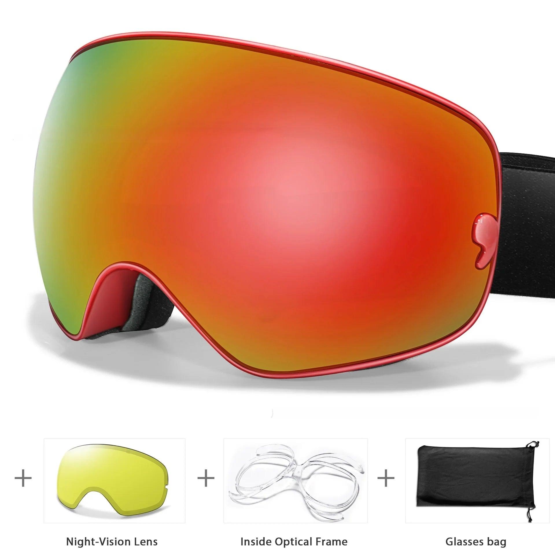 Men's And Women's Anti-fog Card Myopia Glasses Coated Large Spherical Eye Protection Ski Mountaineering Equipment