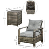 3 Piece Patio Furniture, PE Wicker Storage Table & Chairs, Gray