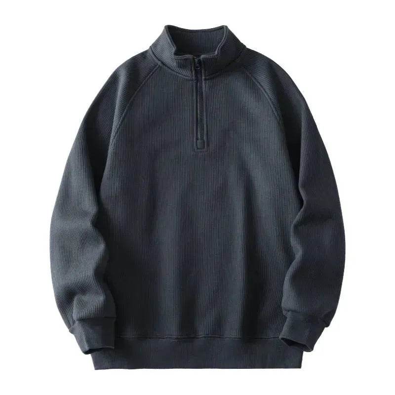 Autumn Winter half zip Stand-collar Fleece Sweatshirt Pullover tops for men