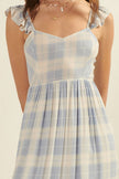 Plaid Sweetheart Sleeveless Open Back Maxi Dress