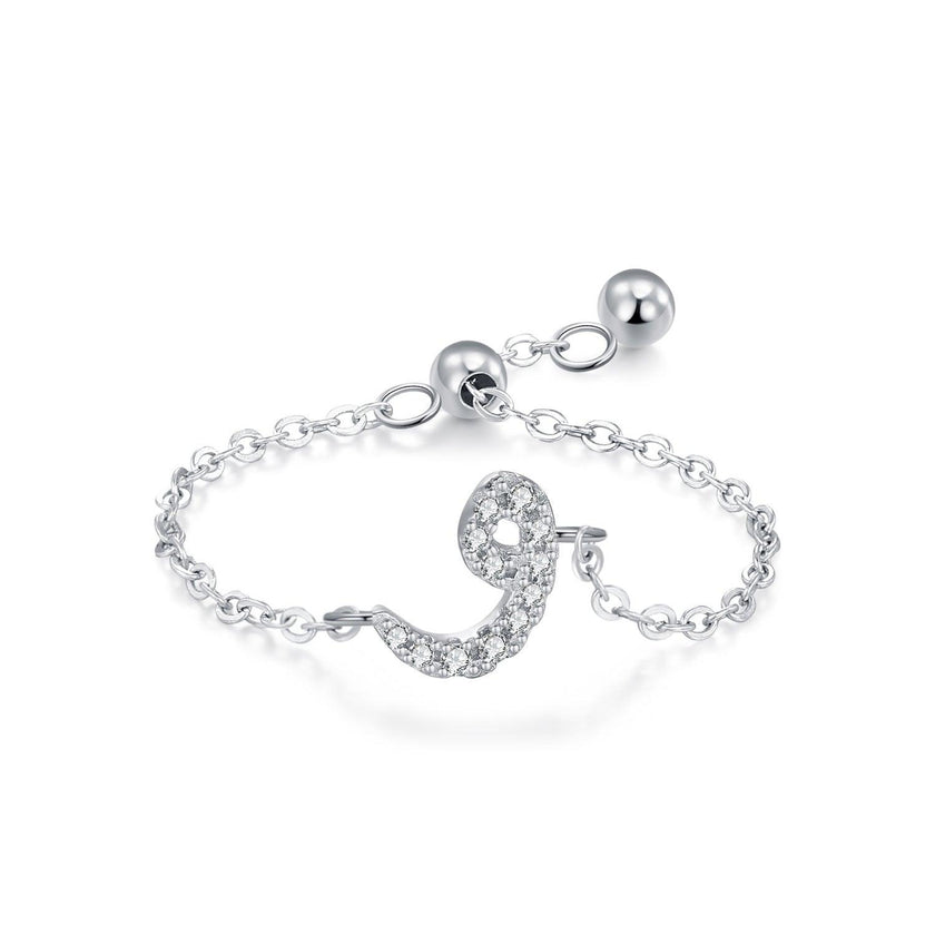 S925 Sterling Silver Niche Style Arabic Letters Pull-out Chain All-match Stackable