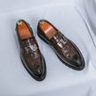 Men's Thick Sole Slip-On Business Casual Leather Shoes | Black, Brown, White | Sizes 38–46