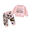 Two piece for girls Long Sleeve Sweater Camouflage Trousers Suit for girls
