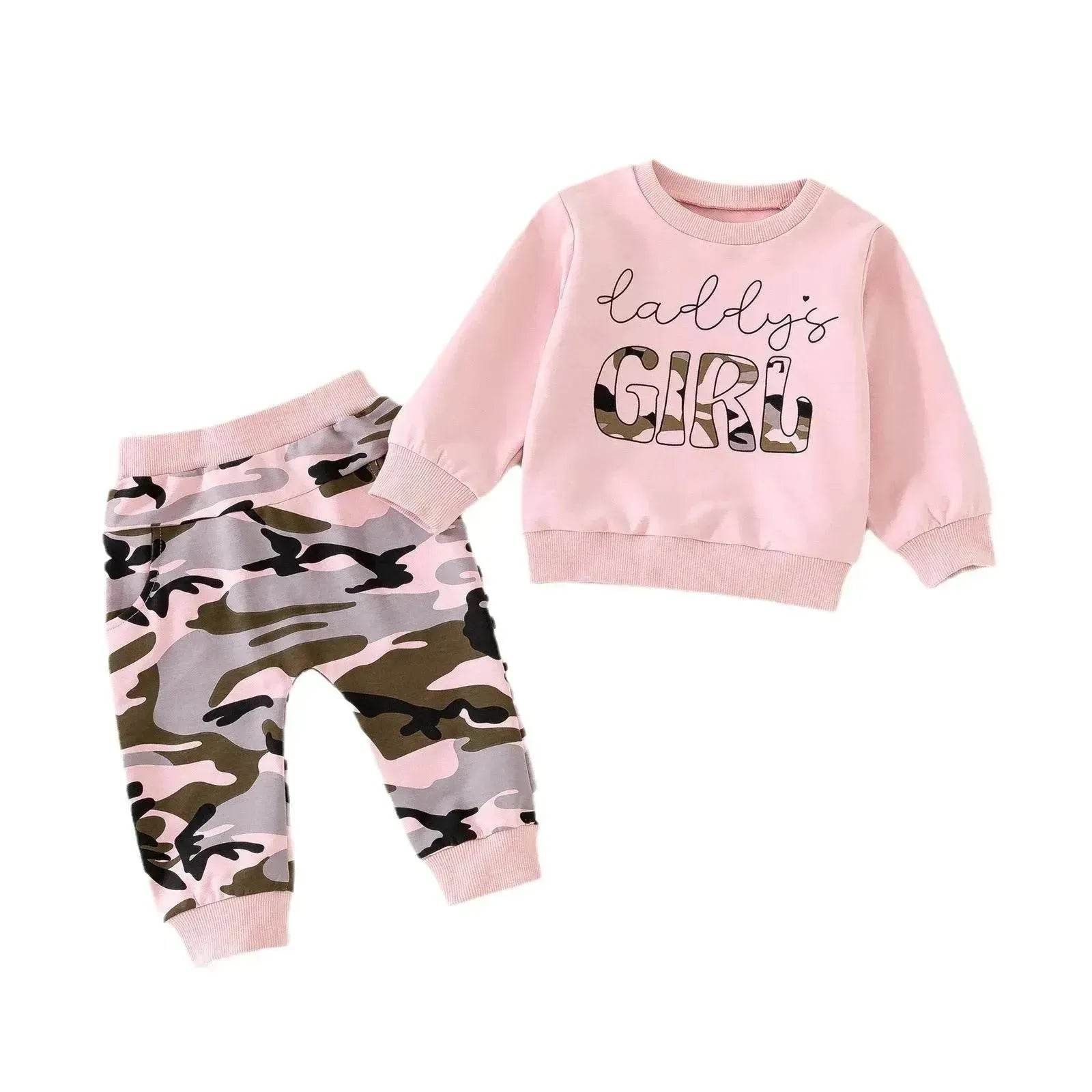 Two piece for girls Long Sleeve Sweater Camouflage Trousers Suit for girls