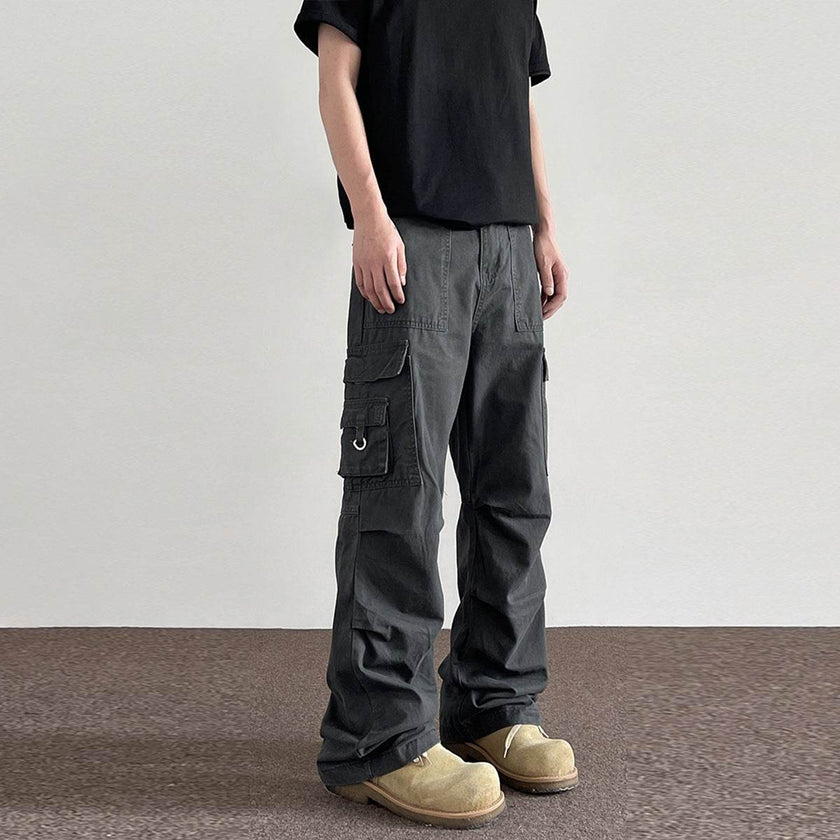 American Retro Washed Distressed Baggy Cargo pant trouser Men