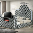 Tagus Smart Platform Bed with LED/ Fireplace/ TV Stand - Grey