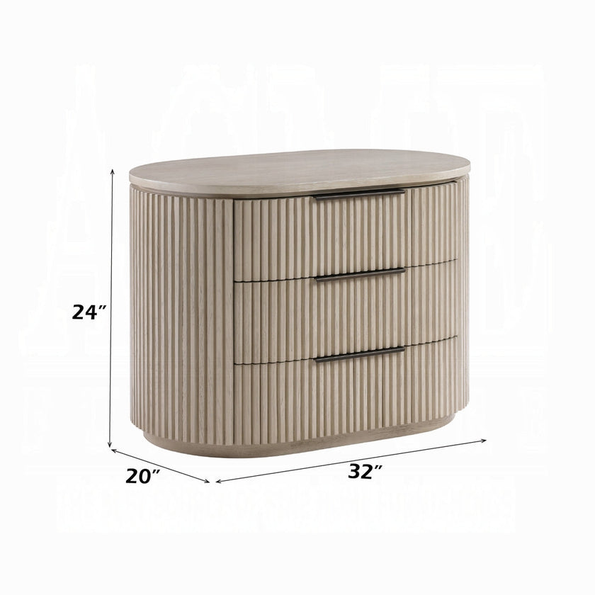 Chianti Luxury Chanel Nightstand w/USB Port - Light Oak