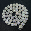 S925 Silver Inlay Rectangular Moissanite Diamond Cuban Link Chain