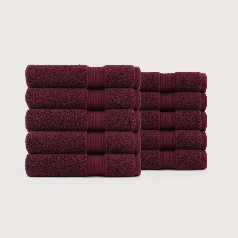Pure Cotton Bath Towel Set – Burgundy & Turquoise | 500gsm Wholesale Towels