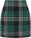 Women's High Waist Plaid Tight Pencil Wool Mini Skirt