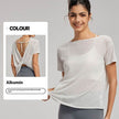 Draping Flab Hiding Yoga Clothes Blouse Sexy Beauty Back Mesh Workout Top